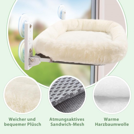 Sudadera Window Lounger for Cats Hammock with Removable Plush Cover, Foldable and Soft Cosy (White, 52 cm), Perfect as a Cat Bed or Window Sill Winter Up to 25 kg Sudadera Window Lounger for Cats Hammock with Removable Plush Cover, Foldable and Soft Cosy (White, 52 cm), Perfect as a Cat Bed or Window Sill Winter Up to 25 kg