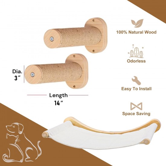 TINMAGI Climbing Wall Cats, Cat Hammock, Cat Ladder with Sleeping Area, Cat Hammock, Cat Wall Elements, Wall Scratching Post, Cat Bed for Climbing, Made of Wood, with Mounting Accessories TINMAGI Climbing Wall Cats, Cat Hammock, Cat Ladder with Sleeping Area, Cat Hammock, Cat Wall Elements, Wall Scratching Post, Cat Bed for Climbing, Made of Wood, with Mounting Accessories