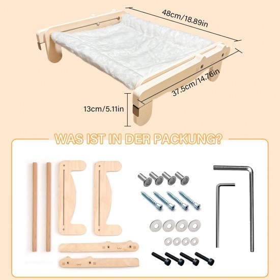 TOTHDATE Cat Bed for Windowsill, Hammock Cat Window Sill Cat for Hanging Cat Bed, Heating for Window Bed Sides, Floor Heater Drawers, White TOTHDATE Cat Bed for Windowsill, Hammock Cat Window Sill Cat for Hanging Cat Bed, Heating for Window Bed Sides, Floor Heater Drawers, White