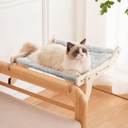 TOTHDATE Cat Window Seat for Home Cats, Wooden Cat Window Heating Lounger Window Hammock for Window Sills Bedside Tables Balcony, Grey TOTHDATE Cat Window Seat for Home Cats, Wooden Cat Window Heating Lounger Window Hammock for Window Sills Bedside Tables Balcony, Grey