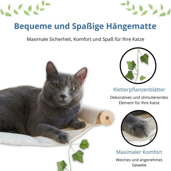 TREKAM Cat Bed Wall - Cat Hammock Wall Elegant and Stable - Cat Lounger Wall for Cats up to 12 kg - Cat Climbing Wall - Cat Wall Elements - Cat Wall Lying Place Comfortable TREKAM Cat Bed Wall - Cat Hammock Wall Elegant and Stable - Cat Lounger Wall for Cats up to 12 kg - Cat Climbing Wall - Cat Wall Elements - Cat Wall Lying Place Comfortable