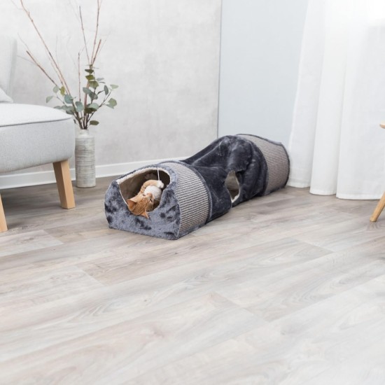 TRIXIE Cuddly Cave with Tunnel, Sisal Scratching Surface Grey TRIXIE Cuddly Cave with Tunnel, Sisal Scratching Surface Grey
