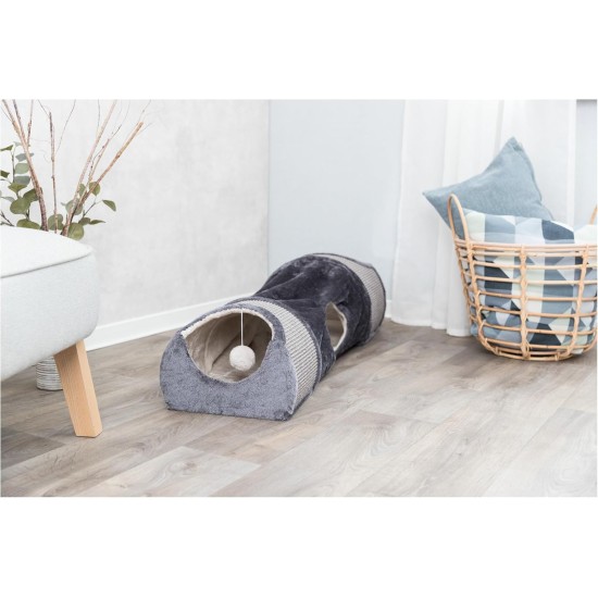 TRIXIE Cuddly Cave with Tunnel, Sisal Scratching Surface Grey TRIXIE Cuddly Cave with Tunnel, Sisal Scratching Surface Grey