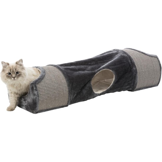 TRIXIE Cuddly Cave with Tunnel, Sisal Scratching Surface Grey TRIXIE Cuddly Cave with Tunnel, Sisal Scratching Surface Grey