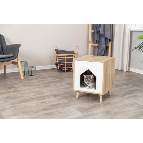 TRIXIE Isa 36312 Cat Cave for Large and Small Cats - Indoor Cat House in Wood Look (MDF) with Removable Plush Cushion, Maximum Load 25 kg - 40 x 50 x 40 cm TRIXIE Isa 36312 Cat Cave for Large and Small Cats - Indoor Cat House in Wood Look (MDF) with Removable Plush Cushion, Maximum Load 25 kg - 40 x 50 x 40 cm