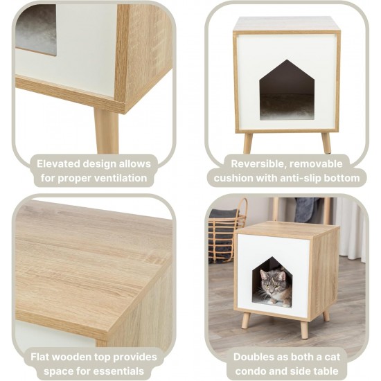TRIXIE Isa 36312 Cat Cave for Large and Small Cats - Indoor Cat House in Wood Look (MDF) with Removable Plush Cushion, Maximum Load 25 kg - 40 x 50 x 40 cm TRIXIE Isa 36312 Cat Cave for Large and Small Cats - Indoor Cat House in Wood Look (MDF) with Removable Plush Cushion, Maximum Load 25 kg - 40 x 50 x 40 cm