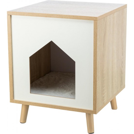 TRIXIE Isa 36312 Cat Cave for Large and Small Cats - Indoor Cat House in Wood Look (MDF) with Removable Plush Cushion, Maximum Load 25 kg - 40 x 50 x 40 cm TRIXIE Isa 36312 Cat Cave for Large and Small Cats - Indoor Cat House in Wood Look (MDF) with Removable Plush Cushion, Maximum Load 25 kg - 40 x 50 x 40 cm