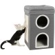TRIXIE Saul Cat House Cave, 2-Tier Hut Tower, Scratching Surface, Foldable for Easy Storage, Grey