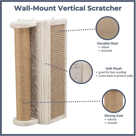 TRIXIE Wall Mounted Scraper - Wall Mounted Scratching Board 38 × 58 cm Grey White TRIXIE Wall Mounted Scraper - Wall Mounted Scratching Board 38 × 58 cm Grey White