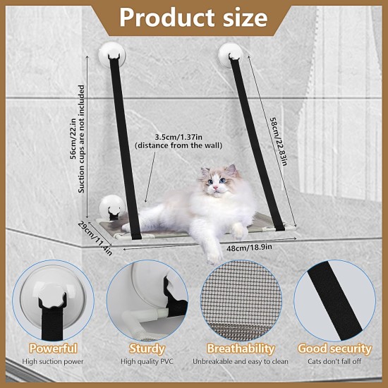 Tefola Maximum Load Capacity 10 kg Cat Ladder Balcony, with Strong Suction Cup, Cat Window Protection, Window Sill, Cats, 2 Fabric Pieces, Suitable for Winter/Summer Tefola Maximum Load Capacity 10 kg Cat Ladder Balcony, with Strong Suction Cup, Cat Window Protection, Window Sill, Cats, 2 Fabric Pieces, Suitable for Winter/Summer