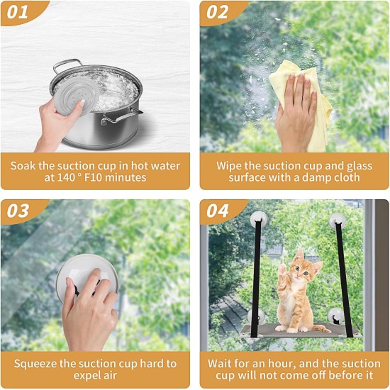 Tefola Maximum Load Capacity 10 kg Cat Ladder Balcony, with Strong Suction Cup, Cat Window Protection, Window Sill, Cats, 2 Fabric Pieces, Suitable for Winter/Summer Tefola Maximum Load Capacity 10 kg Cat Ladder Balcony, with Strong Suction Cup, Cat Window Protection, Window Sill, Cats, 2 Fabric Pieces, Suitable for Winter/Summer