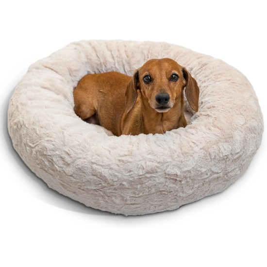The Original Calming Doughnut Luxury Fur Oyster Cat and Dog Bed, Small, 58 x 58 cm The Original Calming Doughnut Luxury Fur Oyster Cat and Dog Bed, Small, 58 x 58 cm
