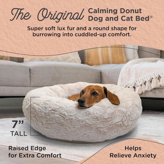 The Original Calming Doughnut Luxury Fur Oyster Cat and Dog Bed, Small, 58 x 58 cm The Original Calming Doughnut Luxury Fur Oyster Cat and Dog Bed, Small, 58 x 58 cm