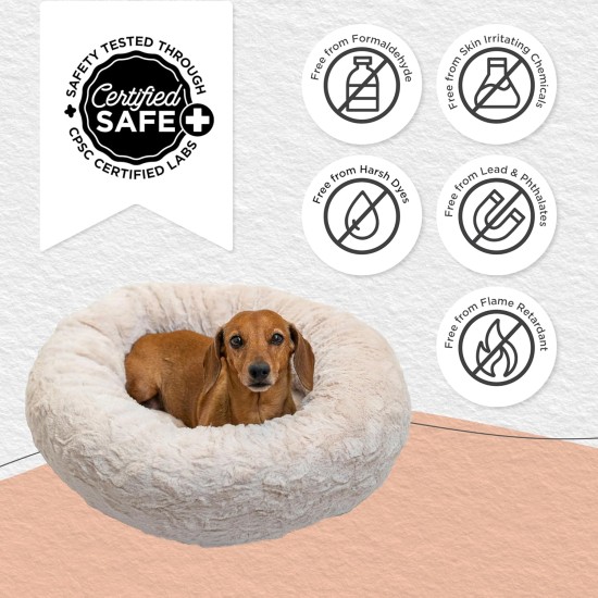 The Original Calming Doughnut Luxury Fur Oyster Cat and Dog Bed, Small, 58 x 58 cm The Original Calming Doughnut Luxury Fur Oyster Cat and Dog Bed, Small, 58 x 58 cm