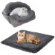 ToKinCen Cat Bed, Pet Bed for Cats, Small Dogs, Washable 2-in-1 Cat Bed, Plush Soft Sleeping Cat Bed, Dog Bed, Cat Sofa, Fluffy Mat, Cat Bed, Cat Blanket (Grey) ToKinCen Cat Bed, Pet Bed for Cats, Small Dogs, Washable 2-in-1 Cat Bed, Plush Soft Sleeping Cat Bed, Dog Bed, Cat Sofa, Fluffy Mat, Cat Bed, Cat Blanket (Grey)