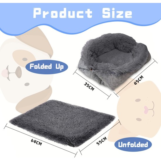 ToKinCen Cat Bed, Pet Bed for Cats, Small Dogs, Washable 2-in-1 Cat Bed, Plush Soft Sleeping Cat Bed, Dog Bed, Cat Sofa, Fluffy Mat, Cat Bed, Cat Blanket (Grey) ToKinCen Cat Bed, Pet Bed for Cats, Small Dogs, Washable 2-in-1 Cat Bed, Plush Soft Sleeping Cat Bed, Dog Bed, Cat Sofa, Fluffy Mat, Cat Bed, Cat Blanket (Grey)