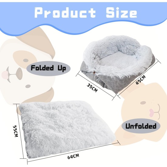 ToKinCen Cat Bed, Pet Bed for Cats, Small Dogs, Washable 2-in-1 Cat Bed, Plush Soft Sleeping Cat Bed, Dog Bed, Cat Sofa, Fluffy Mat, Cat Bed, Cat Blanket (Grey) ToKinCen Cat Bed, Pet Bed for Cats, Small Dogs, Washable 2-in-1 Cat Bed, Plush Soft Sleeping Cat Bed, Dog Bed, Cat Sofa, Fluffy Mat, Cat Bed, Cat Blanket (Grey)
