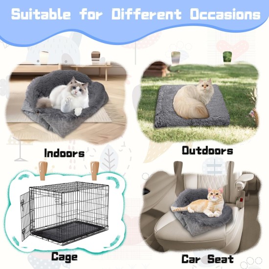ToKinCen Cat Bed, Pet Bed for Cats, Small Dogs, Washable 2-in-1 Cat Bed, Plush Soft Sleeping Cat Bed, Dog Bed, Cat Sofa, Fluffy Mat, Cat Bed, Cat Blanket (Grey) ToKinCen Cat Bed, Pet Bed for Cats, Small Dogs, Washable 2-in-1 Cat Bed, Plush Soft Sleeping Cat Bed, Dog Bed, Cat Sofa, Fluffy Mat, Cat Bed, Cat Blanket (Grey)