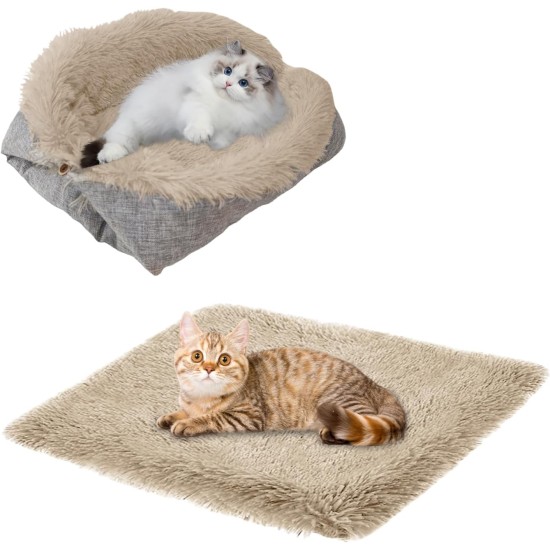 ToKinCen Cat Bed, Pet Bed for Cats, Small Dogs, Washable 2-in-1 Cat Bed, Plush Soft Sleeping Cat Bed, Dog Bed, Cat Sofa, Fluffy Mat, Cat Bed, Cat Blanket (Grey) ToKinCen Cat Bed, Pet Bed for Cats, Small Dogs, Washable 2-in-1 Cat Bed, Plush Soft Sleeping Cat Bed, Dog Bed, Cat Sofa, Fluffy Mat, Cat Bed, Cat Blanket (Grey)