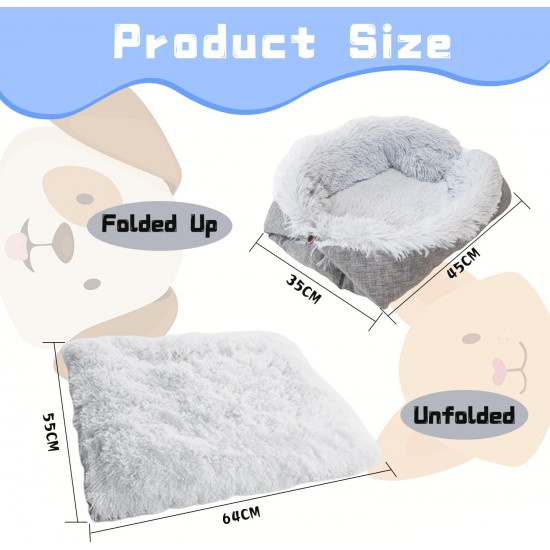 ToKinCen Cat Bed Pet Bed for Cats and Small Dogs - 2 in 1 Washable Plush Dog Bed - Soft Fluffy Mat Cat Sofa Cat Blanket (Grey) ToKinCen Cat Bed Pet Bed for Cats and Small Dogs - 2 in 1 Washable Plush Dog Bed - Soft Fluffy Mat Cat Sofa Cat Blanket (Grey)