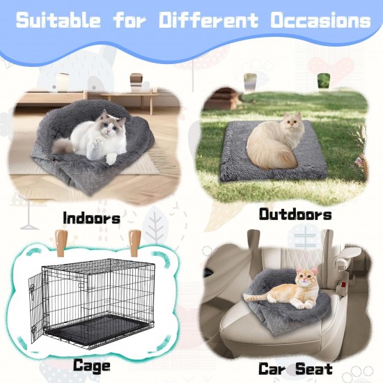 ToKinCen Cat Bed Pet Bed for Cats and Small Dogs - 2 in 1 Washable Plush Dog Bed - Soft Fluffy Mat Cat Sofa Cat Blanket (Grey) ToKinCen Cat Bed Pet Bed for Cats and Small Dogs - 2 in 1 Washable Plush Dog Bed - Soft Fluffy Mat Cat Sofa Cat Blanket (Grey)