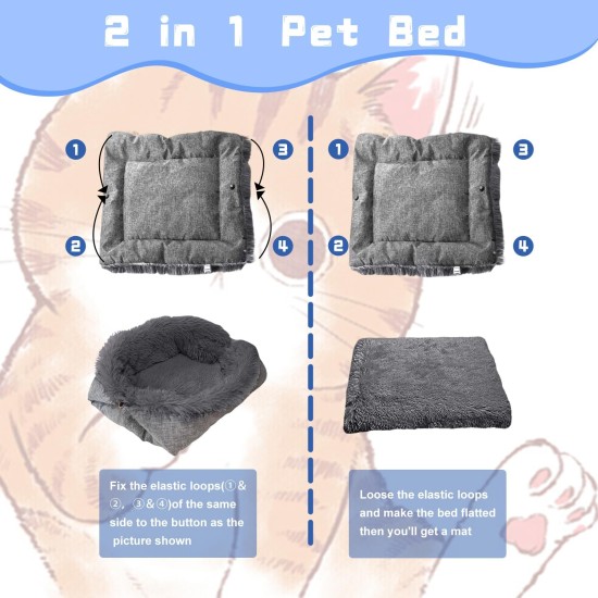 ToKinCen Cat Bed Pet Bed for Cats and Small Dogs - 2 in 1 Washable Plush Dog Bed - Soft Fluffy Mat Cat Sofa Cat Blanket (Brown) ToKinCen Cat Bed Pet Bed for Cats and Small Dogs - 2 in 1 Washable Plush Dog Bed - Soft Fluffy Mat Cat Sofa Cat Blanket (Brown)