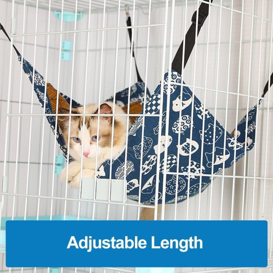 Tokaneit Pet Cage Hammock, Hanging Pet Bed, Hanging Cat Hammock, Canvas Cat Hammock, Double Sided Pet Hammock, Adjustable Pet Hammock, Blue Tokaneit Pet Cage Hammock, Hanging Pet Bed, Hanging Cat Hammock, Canvas Cat Hammock, Double Sided Pet Hammock, Adjustable Pet Hammock, Blue