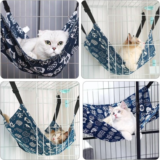 Tokaneit Pet Cage Hammock, Hanging Pet Bed, Hanging Cat Hammock, Canvas Cat Hammock, Double Sided Pet Hammock, Adjustable Pet Hammock, Blue Tokaneit Pet Cage Hammock, Hanging Pet Bed, Hanging Cat Hammock, Canvas Cat Hammock, Double Sided Pet Hammock, Adjustable Pet Hammock, Blue
