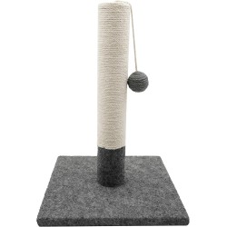 Tyrol Scratching Post for Cat 42 cm | Scratching Post Made of Jute and Durable Fabric with Plush Ball | Small Cat Scratching Post in Modern Design Grey and White | Sturdy Base 30 x 30 cm | Cat