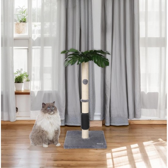 ULTRALARK Cat Scratching Post 80cm with High Quality Sisal Rope, Cute Cat Tree with Swinging and Jumping Ball Toy for Small Cats (Monstera) ULTRALARK Cat Scratching Post 80cm with High Quality Sisal Rope, Cute Cat Tree with Swinging and Jumping Ball Toy for Small Cats (Monstera)