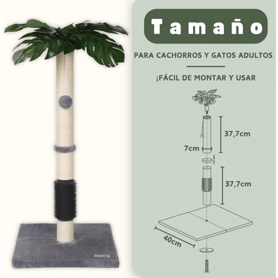 ULTRALARK Cat Scratching Post 80cm with High Quality Sisal Rope, Cute Cat Tree with Swinging and Jumping Ball Toy for Small Cats (Monstera) ULTRALARK Cat Scratching Post 80cm with High Quality Sisal Rope, Cute Cat Tree with Swinging and Jumping Ball Toy for Small Cats (Monstera)