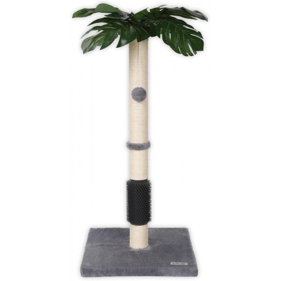 ULTRALARK Cat Scratching Post 80cm with High Quality Sisal Rope, Cute Cat Tree with Swinging and Jumping Ball Toy for Small Cats (Monstera) ULTRALARK Cat Scratching Post 80cm with High Quality Sisal Rope, Cute Cat Tree with Swinging and Jumping Ball Toy for Small Cats (Monstera)