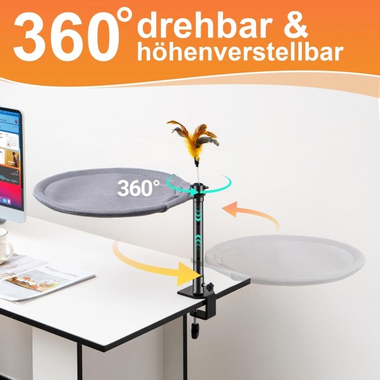 Uross Cat Bed for Desk, 360° Rotatable & Height Adjustable, Soft Cat Hammock with 2 Washable Covers, Cat Sleeping Place for Home Office, All Year Round Use (Grey) Uross Cat Bed for Desk, 360° Rotatable & Height Adjustable, Soft Cat Hammock with 2 Washable Covers, Cat Sleeping Place for Home Office, All Year Round Use (Grey)