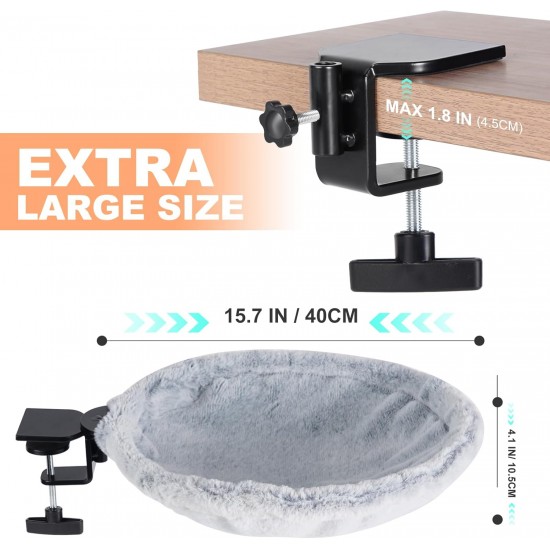 Uross Cat Bed for Desk, 360° Rotatable & Height Adjustable, Soft Cat Hammock with 2 Washable Covers, Cat Sleeping Place for Home Office, All Year Round Use (Grey) Uross Cat Bed for Desk, 360° Rotatable & Height Adjustable, Soft Cat Hammock with 2 Washable Covers, Cat Sleeping Place for Home Office, All Year Round Use (Grey)