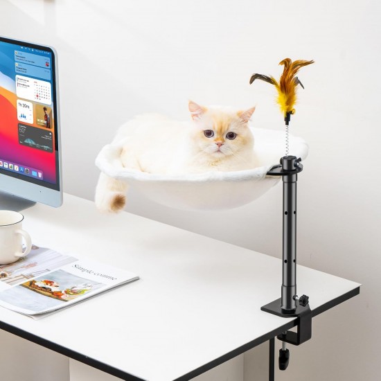 Uross Cat Bed for Desk, 360° Rotatable & Height Adjustable, Soft Cat Hammock with 2 Washable Covers, Cat Sleeping Place for Home Office, All Year Round Use (Grey) Uross Cat Bed for Desk, 360° Rotatable & Height Adjustable, Soft Cat Hammock with 2 Washable Covers, Cat Sleeping Place for Home Office, All Year Round Use (Grey)