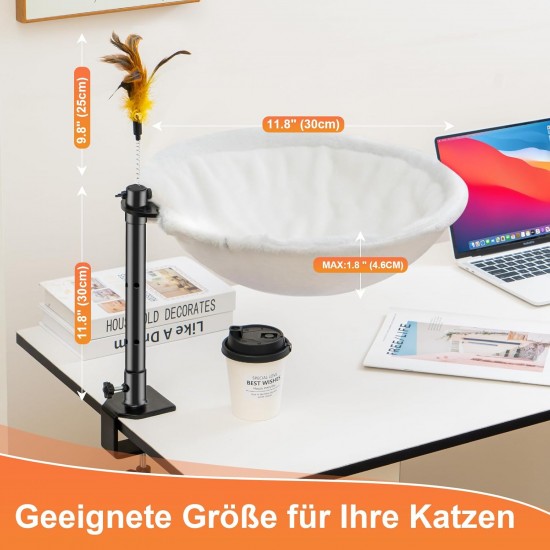 Uross Cat Bed for Desk, 360° Rotatable & Height Adjustable, Soft Cat Hammock with 2 Washable Covers, Cat Sleeping Place for Home Office, All Year Round Use (Grey) Uross Cat Bed for Desk, 360° Rotatable & Height Adjustable, Soft Cat Hammock with 2 Washable Covers, Cat Sleeping Place for Home Office, All Year Round Use (Grey)