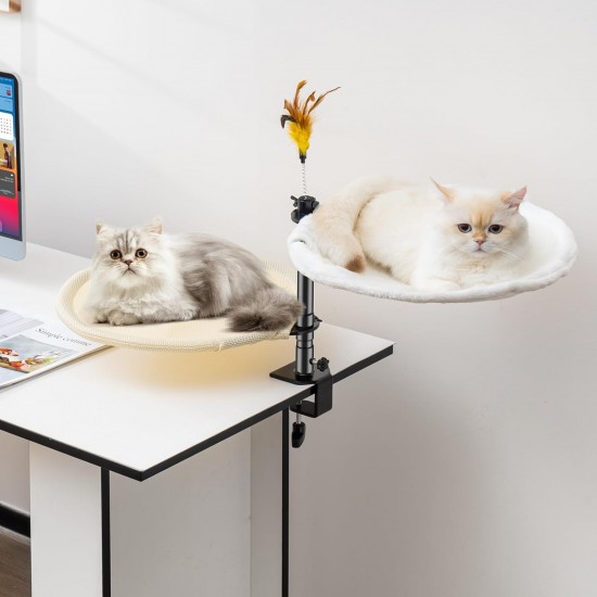 Uross Cat Bed for Desk, 360° Rotatable & Height Adjustable, Soft Cat Hammock with 2 Washable Covers, Cat Sleeping Place for Home Office, All Year Round Use (Grey) Uross Cat Bed for Desk, 360° Rotatable & Height Adjustable, Soft Cat Hammock with 2 Washable Covers, Cat Sleeping Place for Home Office, All Year Round Use (Grey)