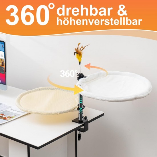 Uross Cat Bed for Desk, 360° Rotatable & Height Adjustable, Soft Cat Hammock with 2 Washable Covers, Cat Sleeping Place for Home Office, All Year Round Use (Grey) Uross Cat Bed for Desk, 360° Rotatable & Height Adjustable, Soft Cat Hammock with 2 Washable Covers, Cat Sleeping Place for Home Office, All Year Round Use (Grey)