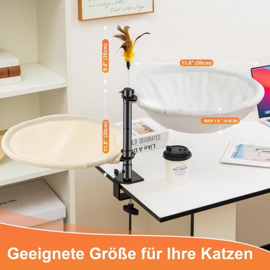 Uross Cat Bed for Desk, 360° Rotatable & Height Adjustable, Soft Cat Hammock with 2 Washable Covers, Cat Sleeping Place for Home Office, All Year Round Use (Grey) Uross Cat Bed for Desk, 360° Rotatable & Height Adjustable, Soft Cat Hammock with 2 Washable Covers, Cat Sleeping Place for Home Office, All Year Round Use (Grey)