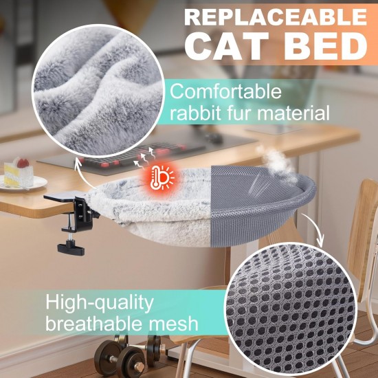 Uross Cat Bed for Desk, 360° Rotatable & Height Adjustable, Soft Cat Hammock with 2 Washable Covers, Cat Sleeping Place for Home Office, All Year Round Use (Grey) Uross Cat Bed for Desk, 360° Rotatable & Height Adjustable, Soft Cat Hammock with 2 Washable Covers, Cat Sleeping Place for Home Office, All Year Round Use (Grey)