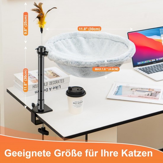 Uross Cat Bed for Desk, 360° Rotatable & Height Adjustable, Soft Cat Hammock with 2 Washable Covers, Cat Sleeping Place for Home Office, All Year Round Use (Grey) Uross Cat Bed for Desk, 360° Rotatable & Height Adjustable, Soft Cat Hammock with 2 Washable Covers, Cat Sleeping Place for Home Office, All Year Round Use (Grey)