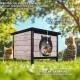 VOUNOT Katzenhaus aus Holz, Katzen Haus mit Asphaltdach, Katzenhütte für Draussen Outdoor 57 x 45 x 43 cm, Grau