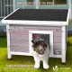 VOUNOT® Wooden Cat House, Weatherproof Cat House with Swing Door in Cat Ear Design & Height-Adjustable Feet, Cat House for Outdoors, Grey, 57 x 45 x 43 cm VOUNOT® Wooden Cat House, Weatherproof Cat House with Swing Door in Cat Ear Design & Height-Adjustable Feet, Cat House for Outdoors, Grey, 57 x 45 x 43 cm