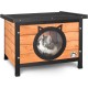 VOUNOT® Wooden Cat House, Weatherproof Cat House with Swing Door in Cat Ear Design & Height-Adjustable Feet, Cat House for Outdoors, Grey, 57 x 45 x 43 cm VOUNOT® Wooden Cat House, Weatherproof Cat House with Swing Door in Cat Ear Design & Height-Adjustable Feet, Cat House for Outdoors, Grey, 57 x 45 x 43 cm