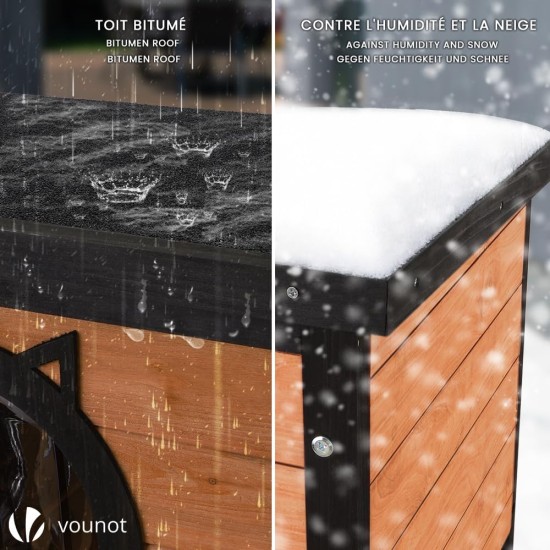 VOUNOT® Wooden Cat House, Weatherproof Cat House with Swing Door in Cat Ear Design & Height-Adjustable Feet, Cat House for Outdoors, Grey, 57 x 45 x 43 cm VOUNOT® Wooden Cat House, Weatherproof Cat House with Swing Door in Cat Ear Design & Height-Adjustable Feet, Cat House for Outdoors, Grey, 57 x 45 x 43 cm