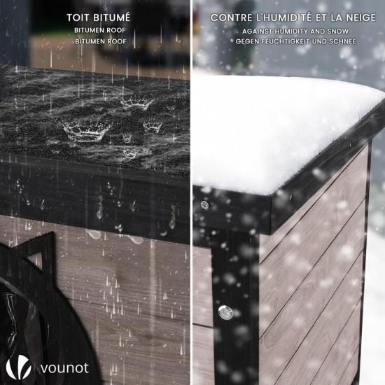 VOUNOT® Wooden Cat House, Weatherproof Cat House with Swing Door in Cat Ear Design & Height-Adjustable Feet, Cat House for Outdoors, Grey, 57 x 45 x 43 cm VOUNOT® Wooden Cat House, Weatherproof Cat House with Swing Door in Cat Ear Design & Height-Adjustable Feet, Cat House for Outdoors, Grey, 57 x 45 x 43 cm