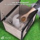 VOUNOT® Wooden Cat House, Weatherproof Cat House with Swing Door in Cat Ear Design & Height-Adjustable Feet, Cat House for Outdoors, Grey, 57 x 45 x 43 cm VOUNOT® Wooden Cat House, Weatherproof Cat House with Swing Door in Cat Ear Design & Height-Adjustable Feet, Cat House for Outdoors, Grey, 57 x 45 x 43 cm