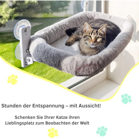 Viva Cat Cat Window Lounger - Sturdy Cat Hammock for Windows | Comfortable Cat Bed with Washable Cushion - Window Lounger for Cats up to 18 kg (40 lbs) | Space Saving Cat Furniture & Accessories Viva Cat Cat Window Lounger - Sturdy Cat Hammock for Windows | Comfortable Cat Bed with Washable Cushion - Window Lounger for Cats up to 18 kg (40 lbs) | Space Saving Cat Furniture & Accessories