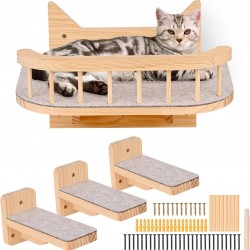 Wall Mounted Cat Hammock Cat Wall Shelves with 3 Steps, Cat Shelves and Perches for Wall, Cat Wall Furniture Covered with Plush, Cat Climbing Shelf for Climbing Sleeping Play Wall Mounted Cat Hammock Cat Wall Shelves with 3 Steps, Cat Shelves and Perches for Wall, Cat Wall Furniture Covered with Plush, Cat Climbing Shelf for Climbing Sleeping Play
