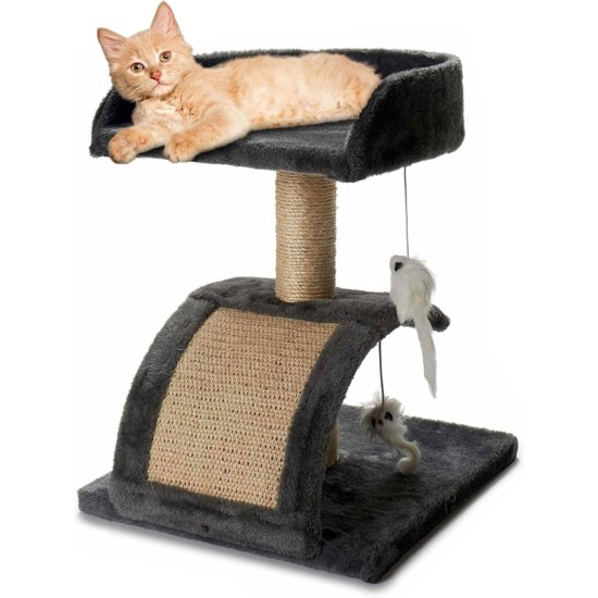 Well Home Cat Scratching Post with Sisal Scratching Post, Platform and Cave 31 x 12 x 34.5 cm Well Home Cat Scratching Post with Sisal Scratching Post, Platform and Cave 31 x 12 x 34.5 cm